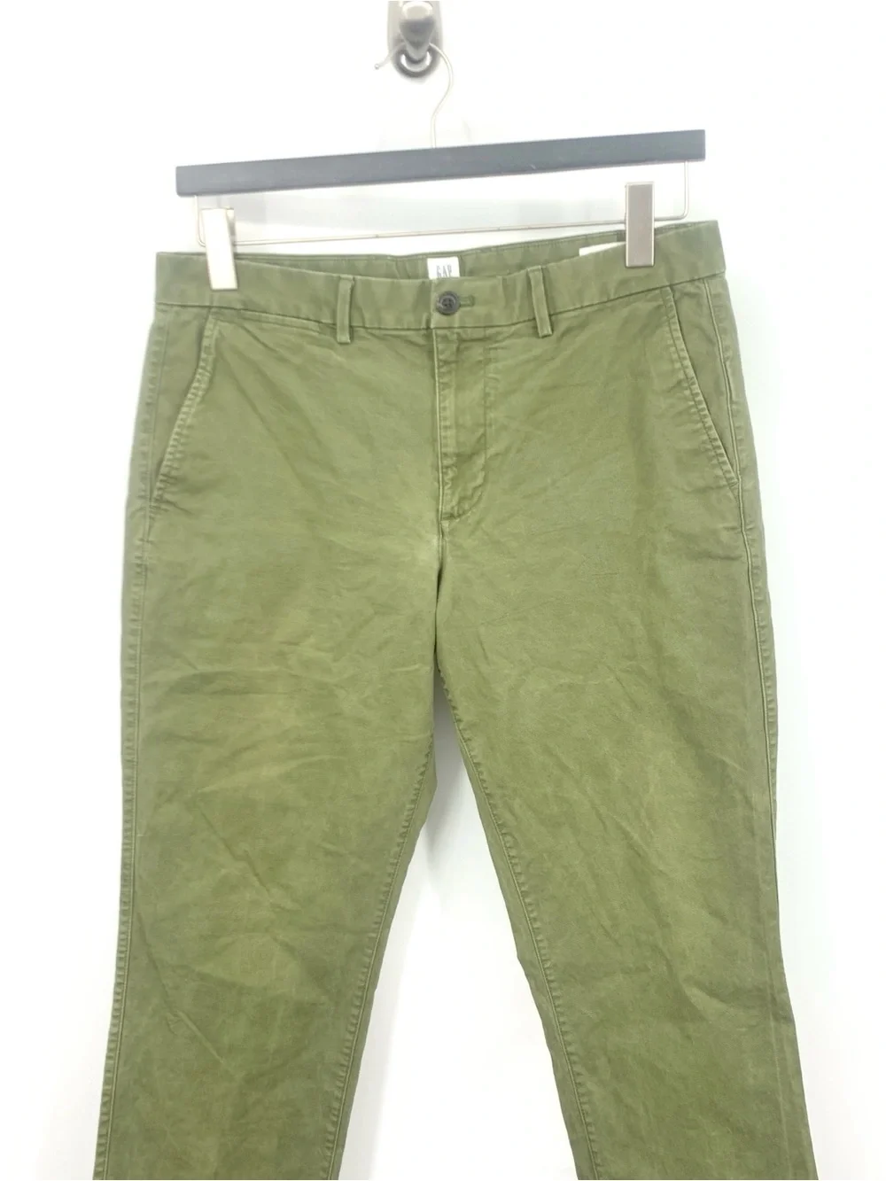 GAP Men Size 34 x 30 Pants Green Essential Khakis Straight Leg Chinos Stretch